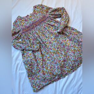 Mini Boden Floral Kids Long Sleeve Dress